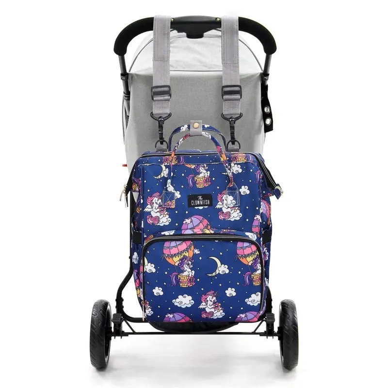 THE CLOWNFISH Baby On Board Series Multipurpose Diaper Bag/Backpack/Nappy Bag/Handbag/Maternity Bag For Baby Essentials with Bottle Organizer & Tissues Dispensing Pocket in Polyester (Dark Blue)
