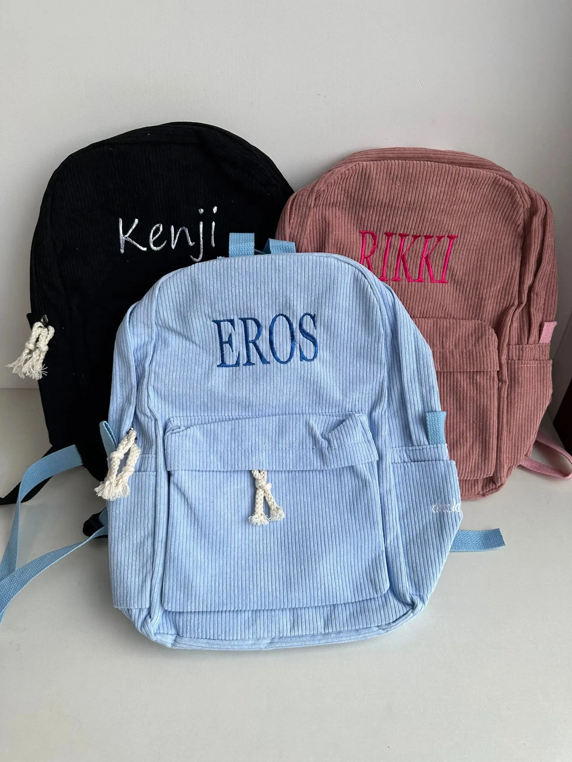 Uniwim Kids Backpack, Embroidered Corduroy Backpack,Back to School, Kid name backpack,school bag college,toddler,with name