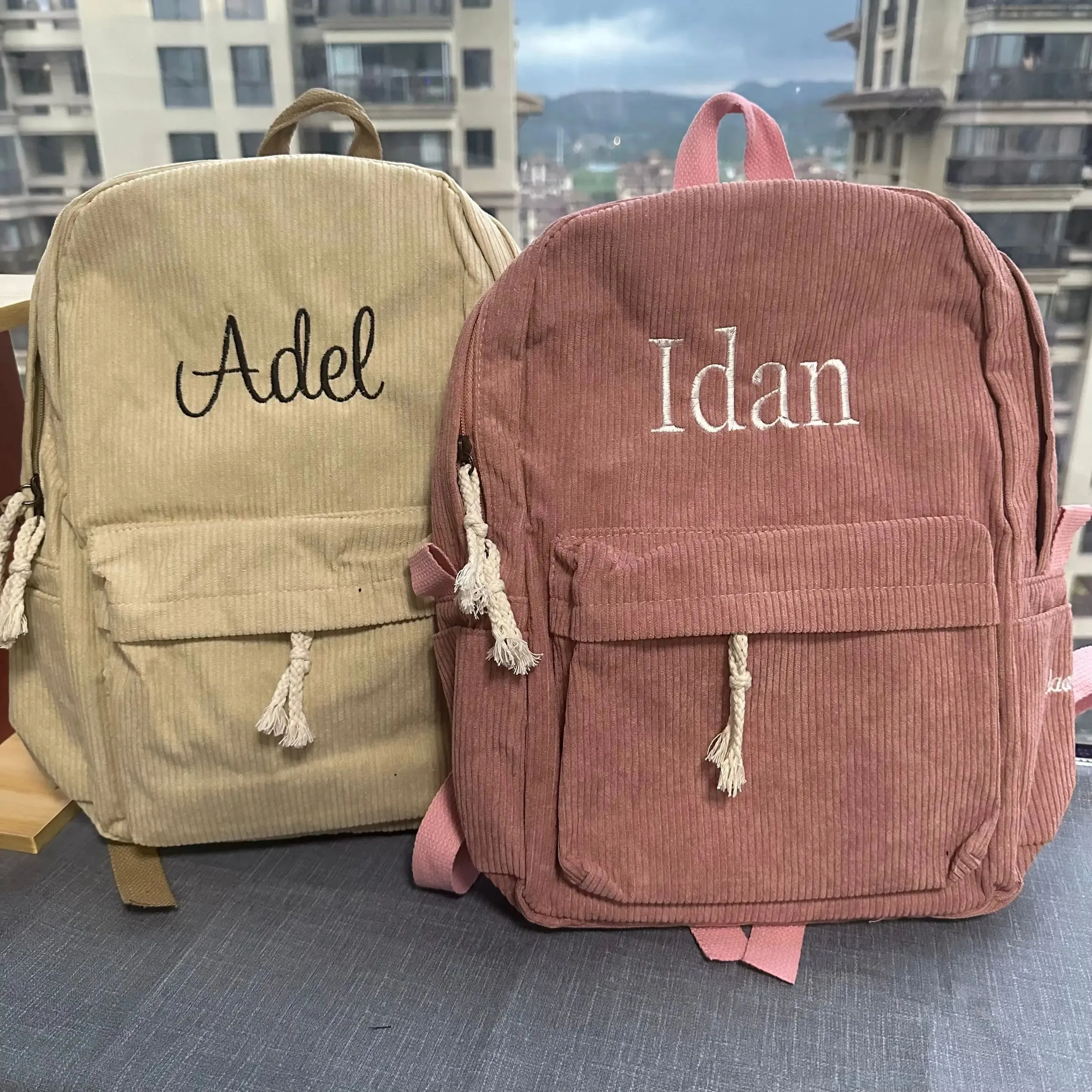 Uniwim Kids Backpack, Embroidered Corduroy Backpack,Back to School, Kid name backpack,school bag college,toddler,with name