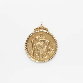 Vintage 9k Solid Yellow Gold St. Christopher Pendant