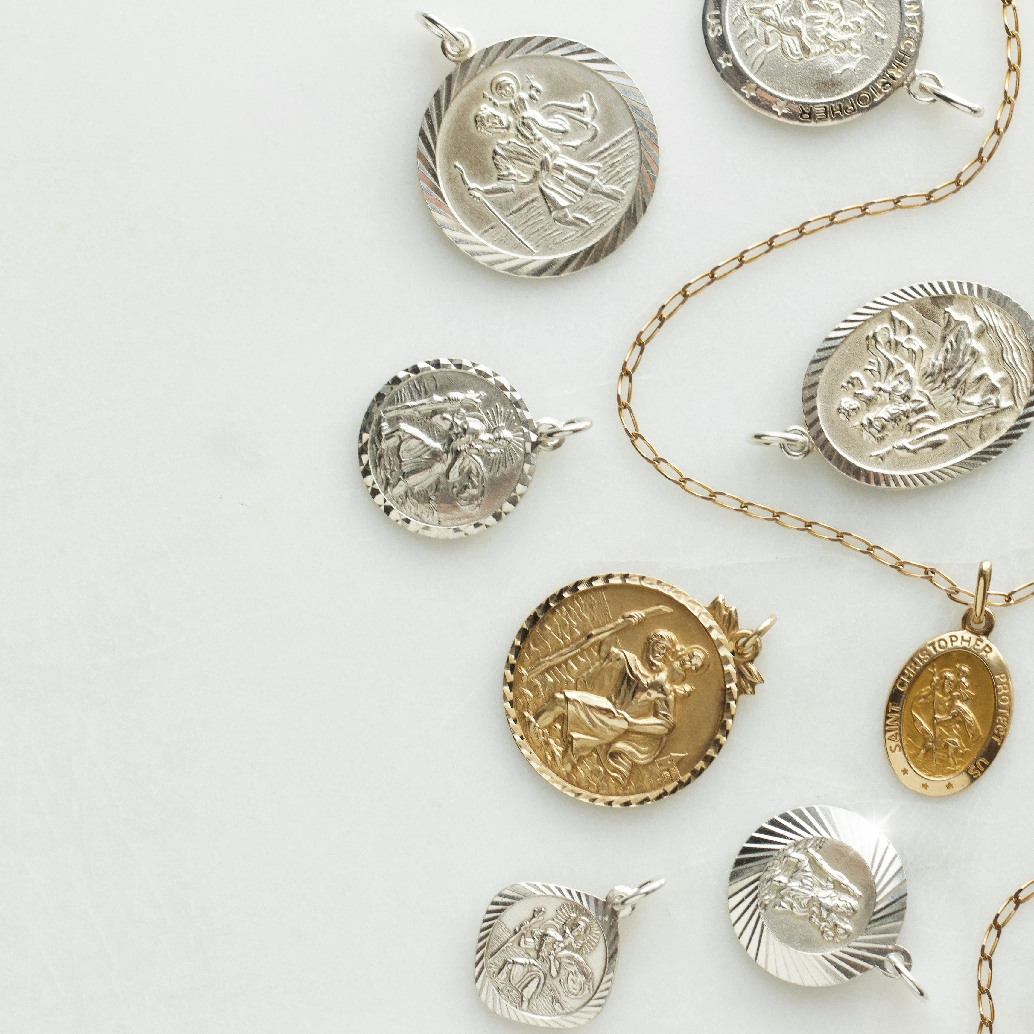 Vintage 9k Solid Yellow Gold St. Christopher Pendant