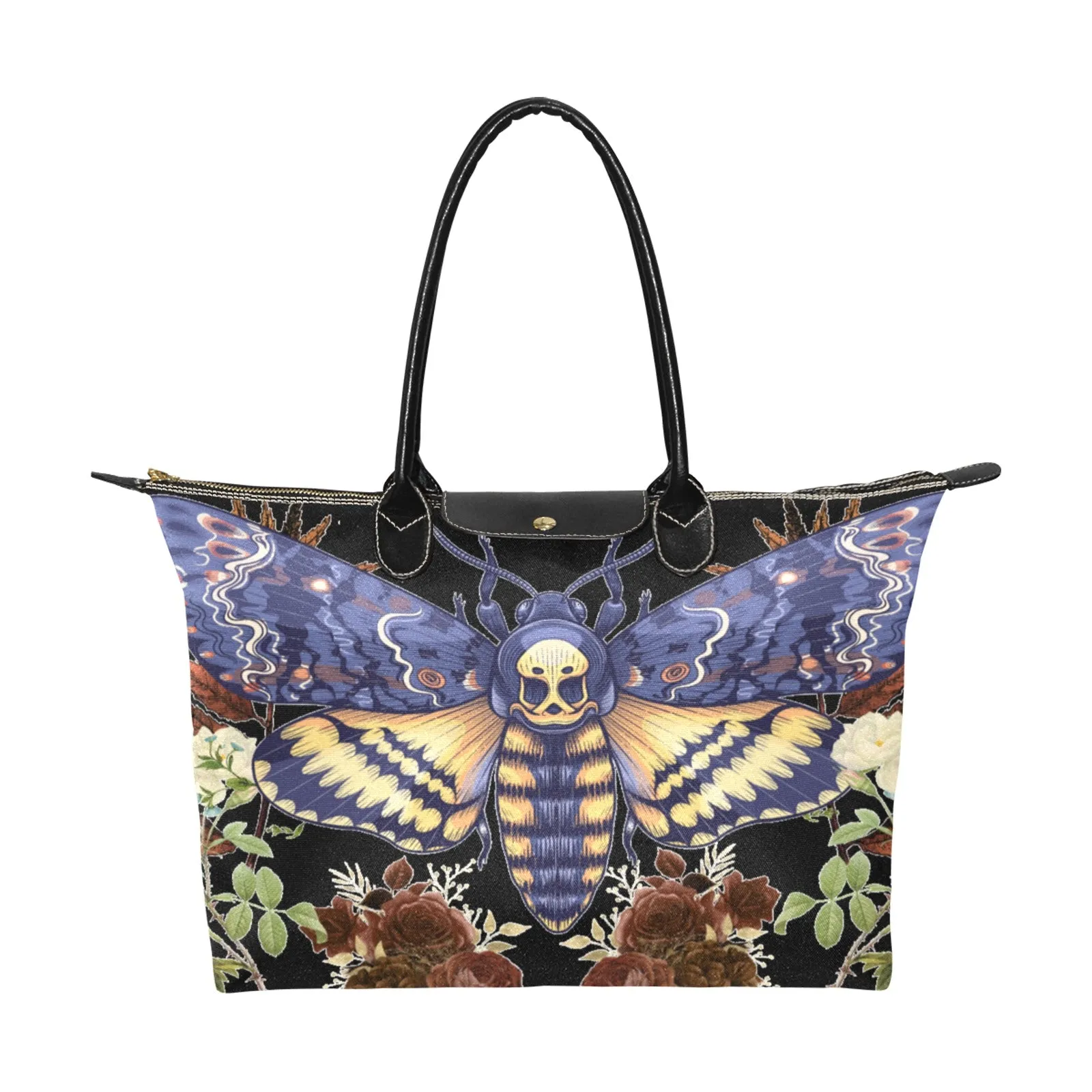 Witchy Goth Moth of Transformation Black Vegan Tote Bag, Witchy Clothing, Witchy Tote Bag, Witchy Bag, Pagan, Witch, Occult, Magick, Moth
