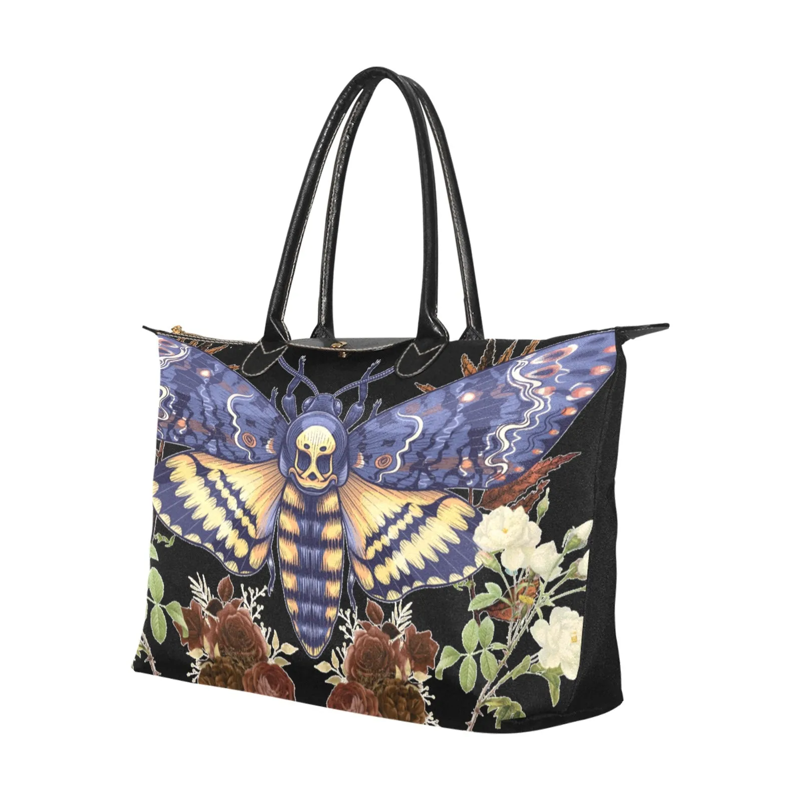 Witchy Goth Moth of Transformation Black Vegan Tote Bag, Witchy Clothing, Witchy Tote Bag, Witchy Bag, Pagan, Witch, Occult, Magick, Moth