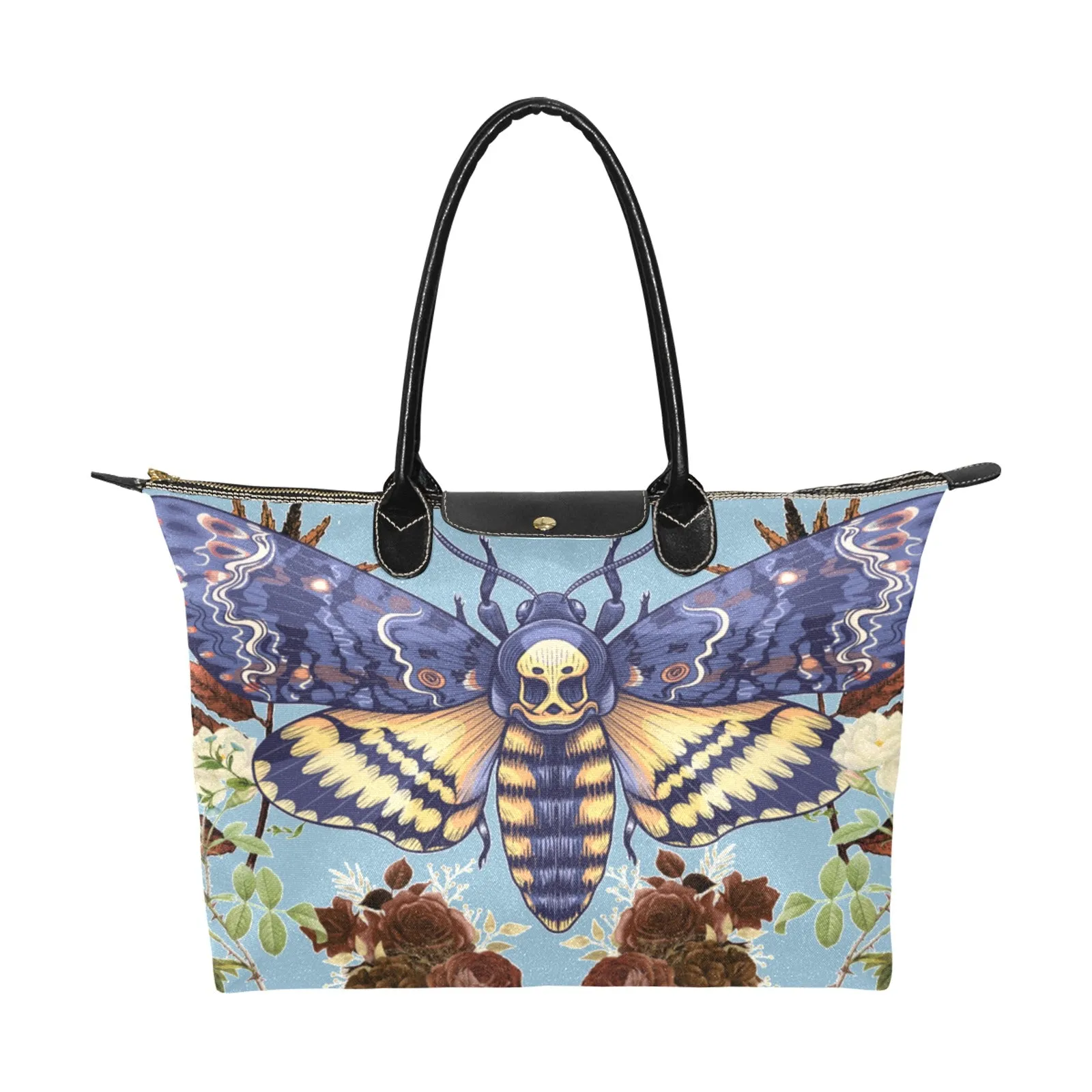 Witchy Goth Moth of Transformation Black Vegan Tote Bag, Witchy Clothing, Witchy Tote Bag, Witchy Bag, Pagan, Witch, Occult, Magick, Moth