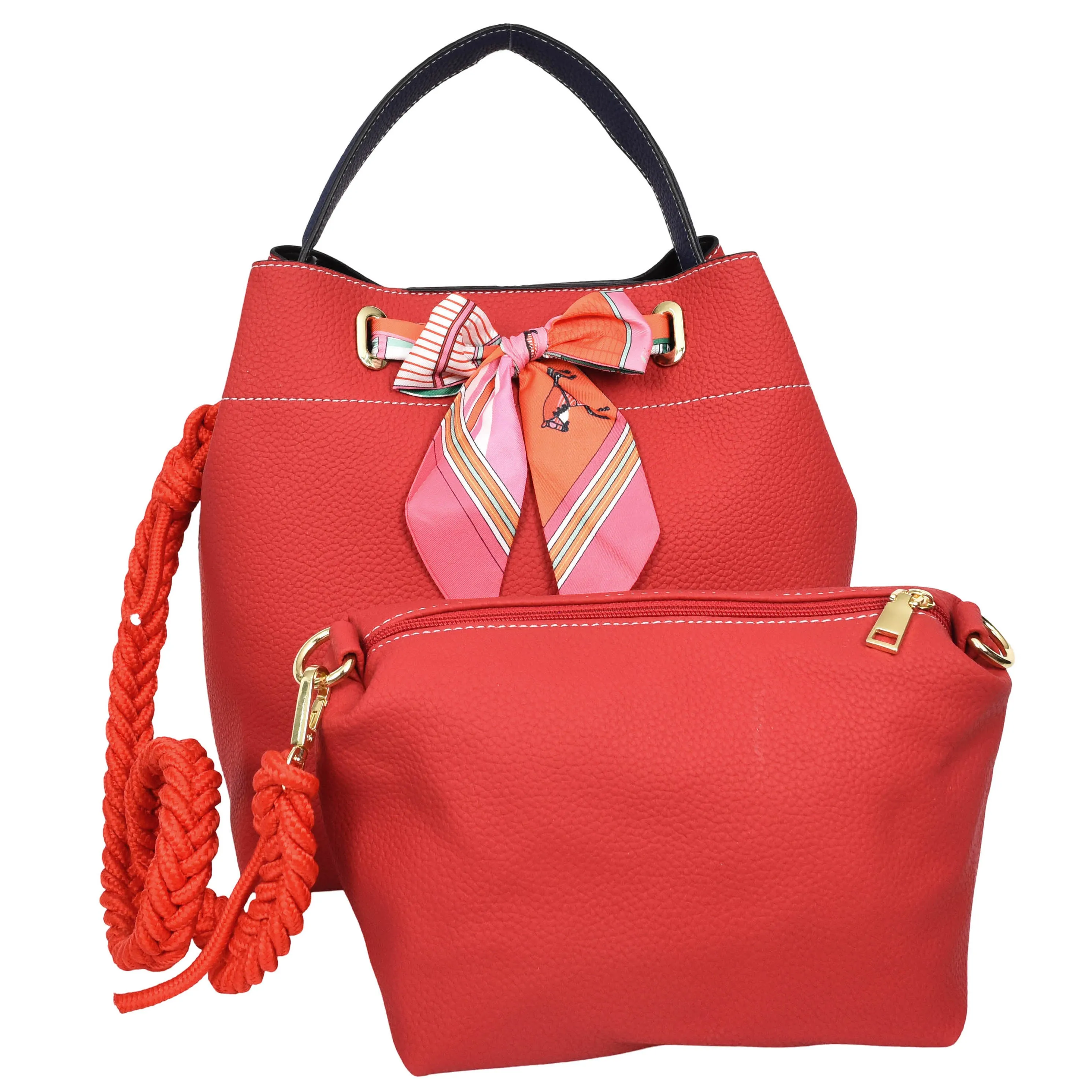 Women PU Leather Handbag Removable Pouch Fashion Crossbody Bag A862 Red
