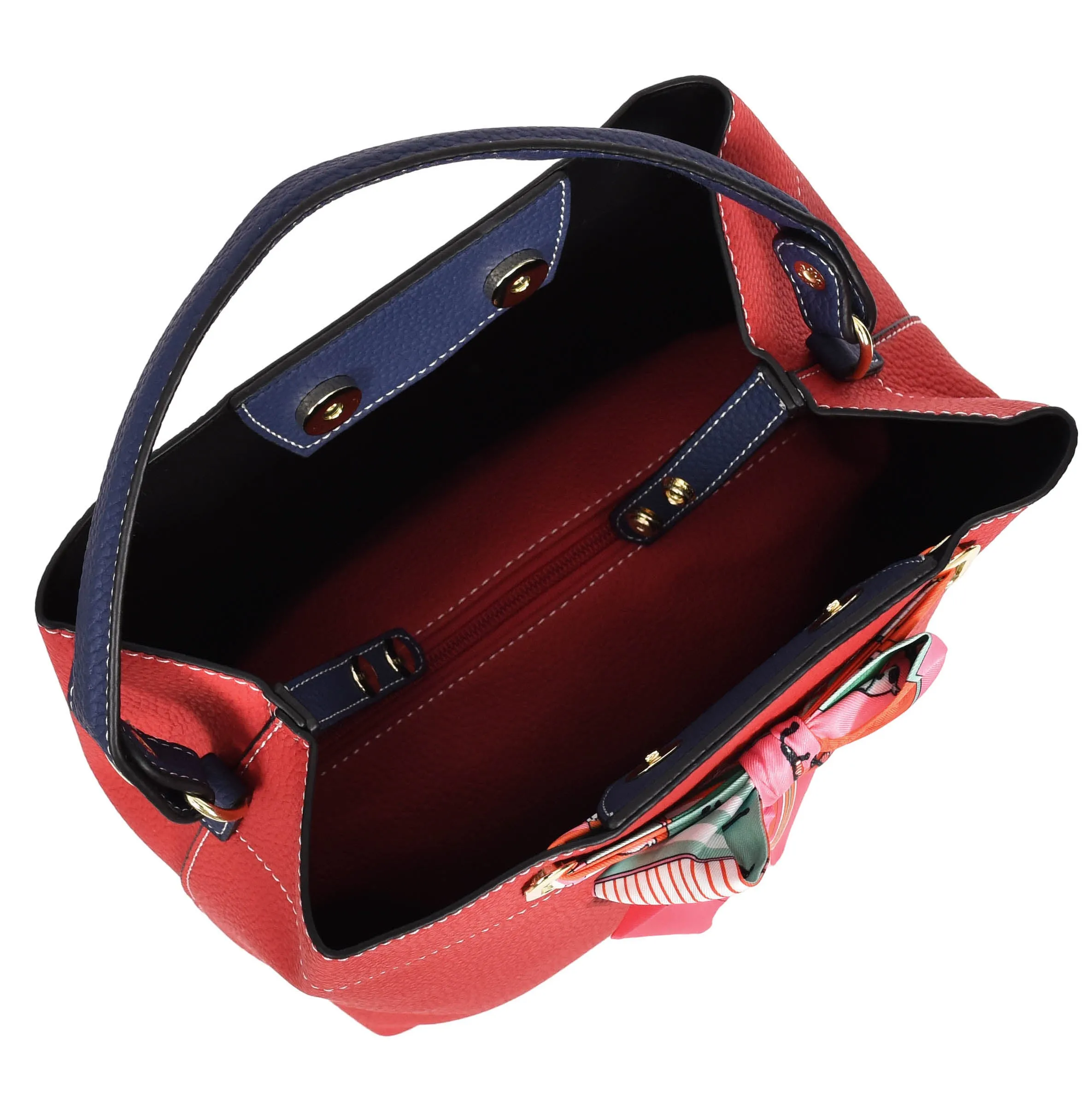 Women PU Leather Handbag Removable Pouch Fashion Crossbody Bag A862 Red