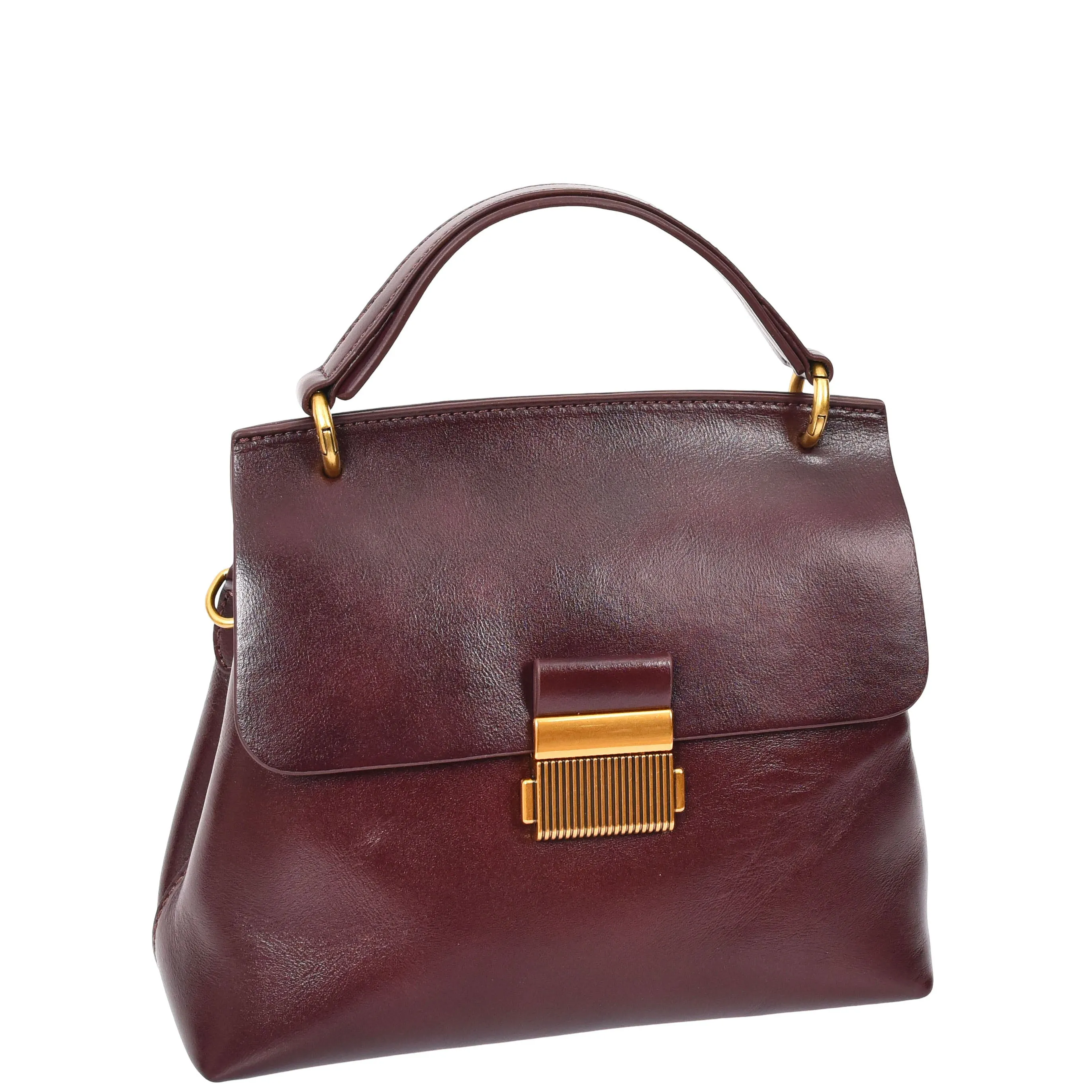 Womens Real Leather Handbag Small Evening Outgoing Fashion Tote Bag A776 Brown