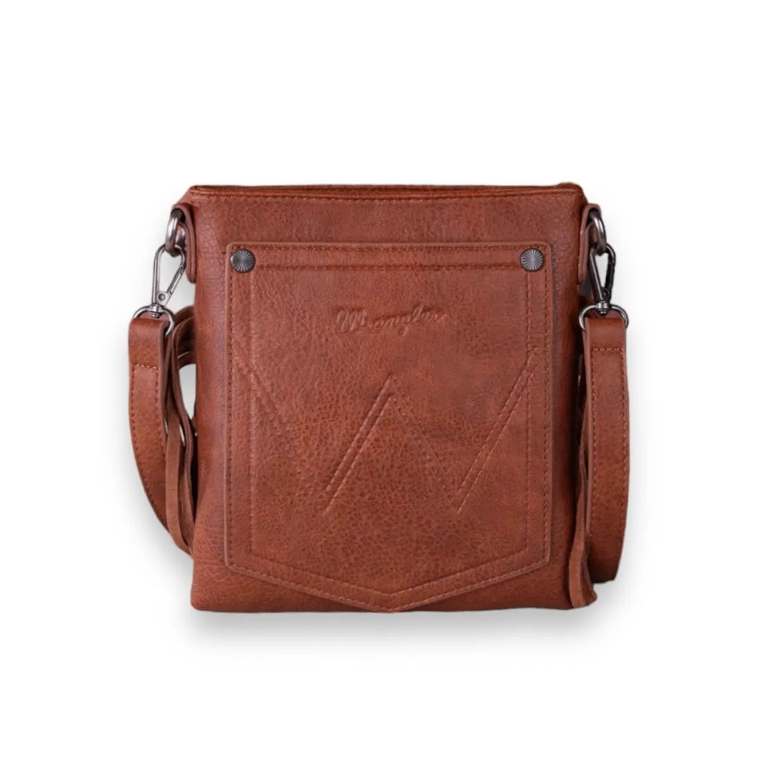 Wrangler Vintage Floral Embossed Fringe Crossbody - Brown