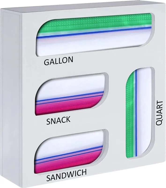Ziplock Bag Organizer, 4 Separate Bamboo Food Storage